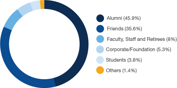 Donor type breakdown piechart